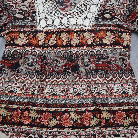 Unity World Wear Shirt Womens M Multicolor V Neck Quarter Sleeve Pleated Front - Picture 12 of 16